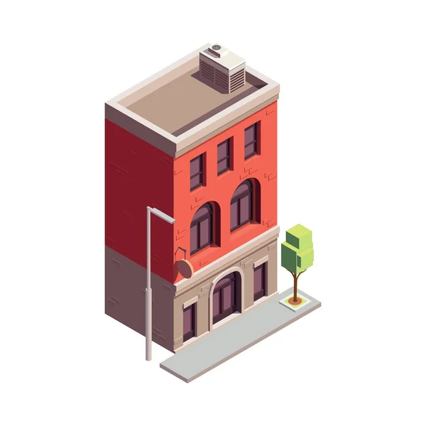 Townhouse Gebäude Isometrische Komposition Mit Isolierten Bunten Gebäude Mit Mehreren — Stockvektor