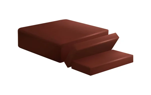 空白背景矢量图上带有棕色液体形状的巧克力黄油现实构图 — 图库矢量图片