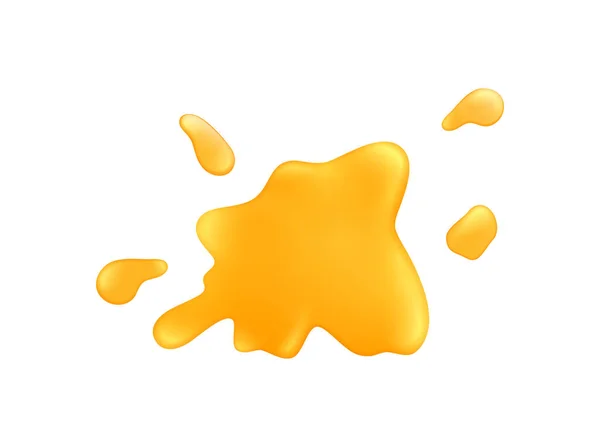 Blood Splatters Blots Drips Realistic Composition Yellow Liquid Blank Background — Stock Vector
