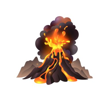 Doğal afetler, yaşamsal tehdit içeren durumu renklendirir. Boş arkaplan vektörü çiziminde izole edilmiş görüntü ile.