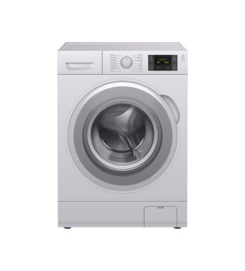 Boş arkaplan çizimi üzerinde ev aletlerinin izole edilmiş görüntüsüyle çamaşır makinesi gerçekçi bileşimi