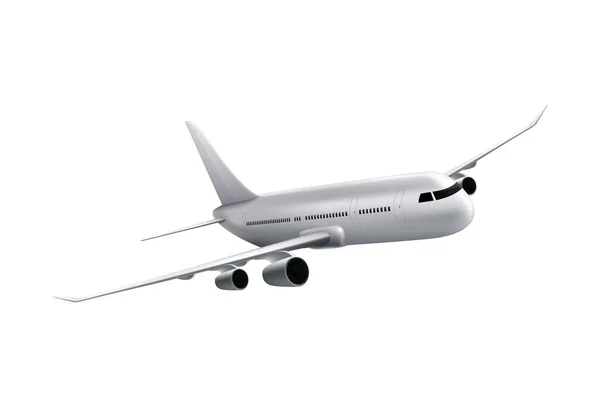 Aviones Civiles Composición Identidad Realista Avión Blanco Volando Sobre Fondo — Archivo Imágenes Vectoriales