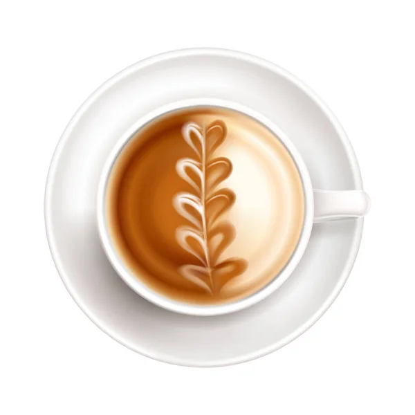 Latte Colorido Arte Vista Superior Composição Set Imagem Xícara Café — Vetor de Stock