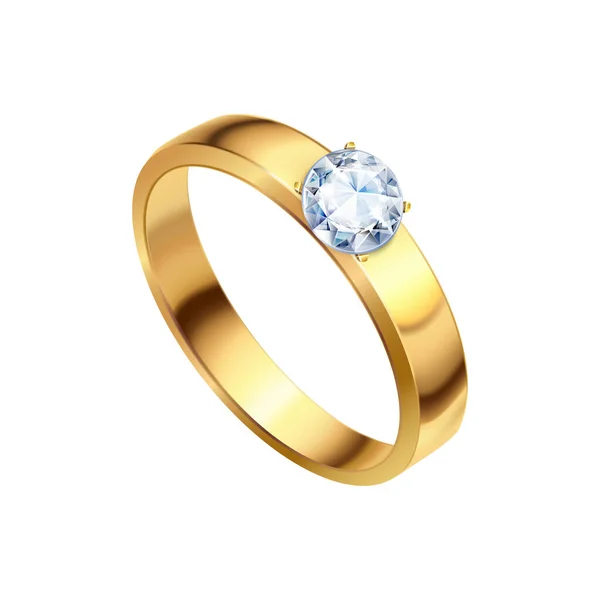 Σύνθεση Χρυσά Δαχτυλίδια Γάμου Ρεαλιστικό Απομονωμένο Ευγενές Μέταλλο Διαμάντια Και — Διανυσματικό Αρχείο