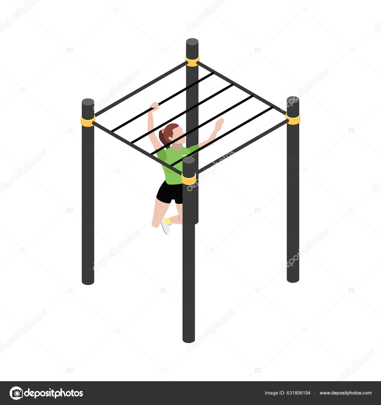 Street Workout Isometric Composition Human Character Performing