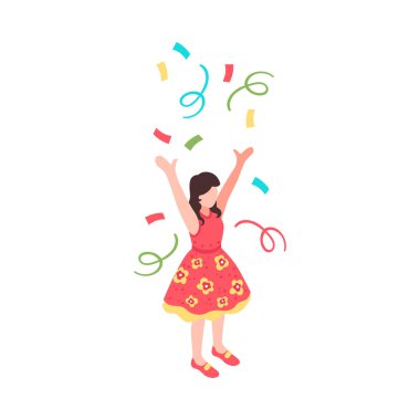 Isome çocukları animasyon partisi kompozisyonu. Boş arka plan vektör illüstrasyonunda izole edilmiş çocuk partisi simgeleri.