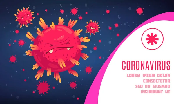 Bakterie Virové Pozadí Koronavirem Léčebné Symboly Ploché Vektorové Ilustrace — Stockový vektor