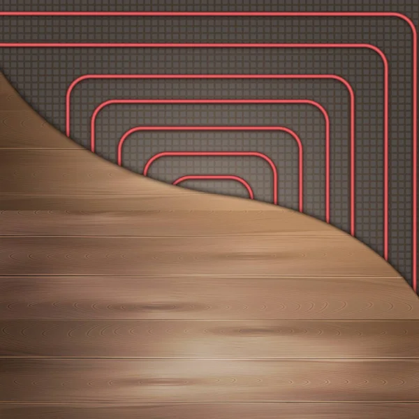 Heiße Fußbodenheizung Realistischer Hintergrund Mit Umdekorierungssymbolen Vektorillustration — Stockvektor