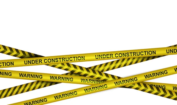 Warnung Bau Gelb Gestreifte Signalbänder Realistische Zusammensetzung Vor Weißem Hintergrund — Stockvektor