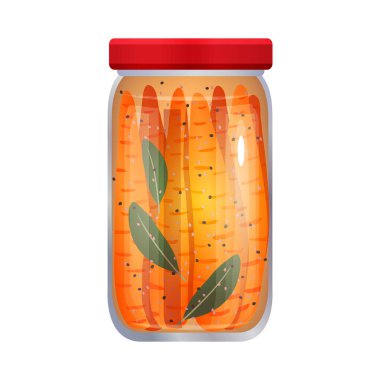 Salamura edilmiş sebze dolu mason kavanozunun izole edilmiş görüntüsüne sahip turşu kompozisyonu boş arka plan vektör illüstrasyonu