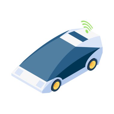 Otomatik sürücüsüz robotik taşıma izometrik bileşimi ile gelecekteki taşıyıcı araç çiziminin izole edilmiş görüntüsü