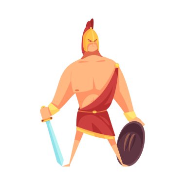 Antik Yunan tanrıları, mitolojik tanrı vektör illüstrasyonunun izole edilmiş çizgi film stili karakterine sahiptirler.