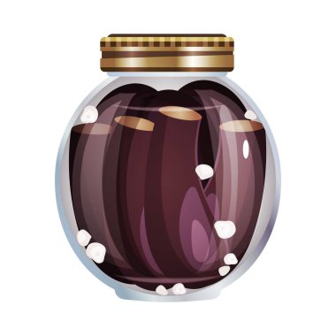 Salamura edilmiş sebze dolu mason kavanozunun izole edilmiş görüntüsüne sahip turşu kompozisyonu boş arka plan vektör illüstrasyonu