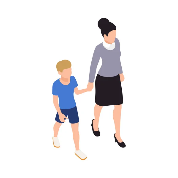 Family playing isometric people composition with isolated human characters on blank background vector illustration