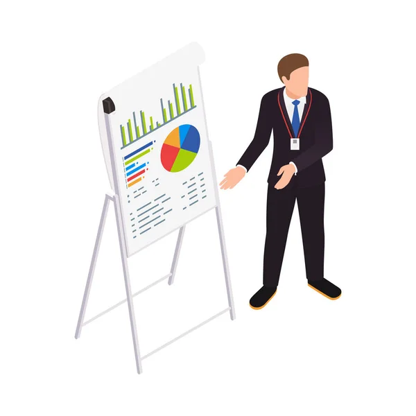 Composição Isométrica Coaching Negócios Com Estratégia Curso Sucesso Ilustração Vetorial — Vetor de Stock