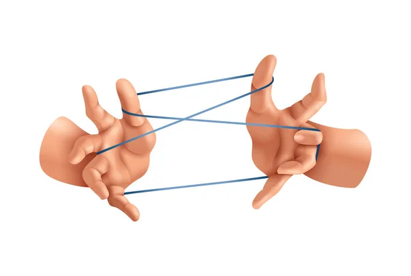Handen Games Compositie Met Realistisch Uitzicht Menselijke Hand Palm Een — Stockvector