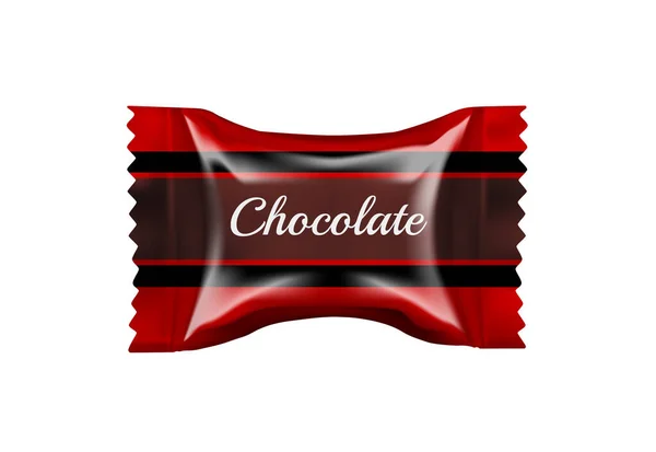 Chocolade Snoep Realistische Verpakking Ontwerp Vector Illustratie — Stockvector