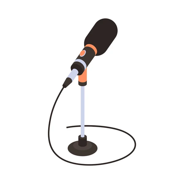 Mikrofon Ikoną Izometryczną Drutu Ilustracja Wektora — Wektor stockowy