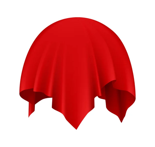 Реалистичная Красная Шелковая Ткань Покрытая Круглым Объектом Векторной Иллюстрации — стоковый вектор
