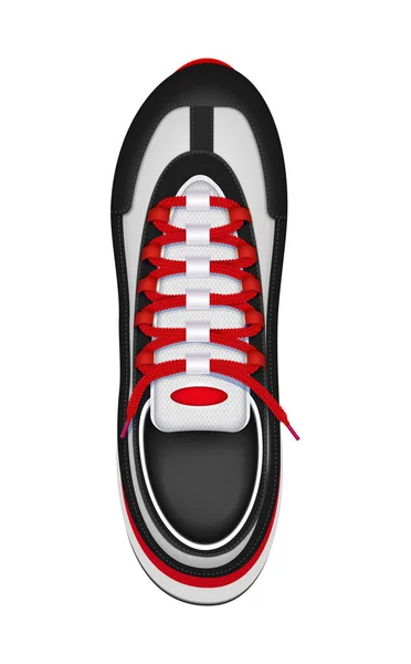 Zapato Deportivo Unisex Realista Con Cordones Zapatos Rojos Ilustración Vector — Archivo Imágenes Vectoriales