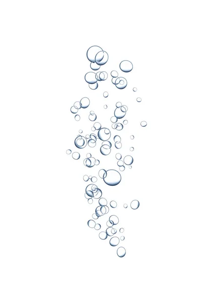 Ρεαλιστικές Ανερχόμενες Υποβρύχιες Φυσαλίδες Αέρα Λευκό Φόντο Διανυσματική Απεικόνιση — Διανυσματικό Αρχείο