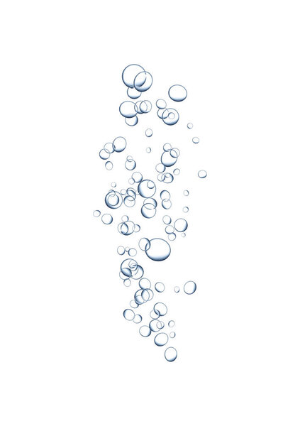 Realistic ascending underwater air bubbles on white background vector illustration