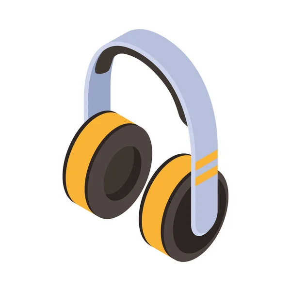 Isometryczne Bezprzewodowe Słuchawki Ikona Wektor Ilustracja — Wektor stockowy