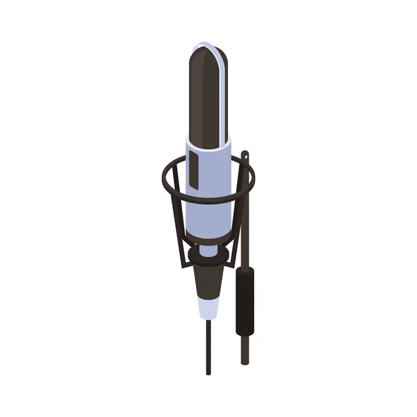 Audio Studio Izometrická Ikona Profesionálním Mikrofonem Vektorové Ilustrace — Stockový vektor