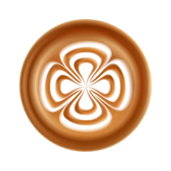 Ρεαλιστική Κορυφή Άποψη Φλιτζάνι Καφέ Όμορφη Latte Τέχνη Διάνυσμα Εικονογράφηση — Διανυσματικό Αρχείο