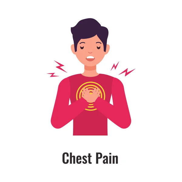 哮喘症状与男子胸痛平缓矢量图 — 图库矢量图片