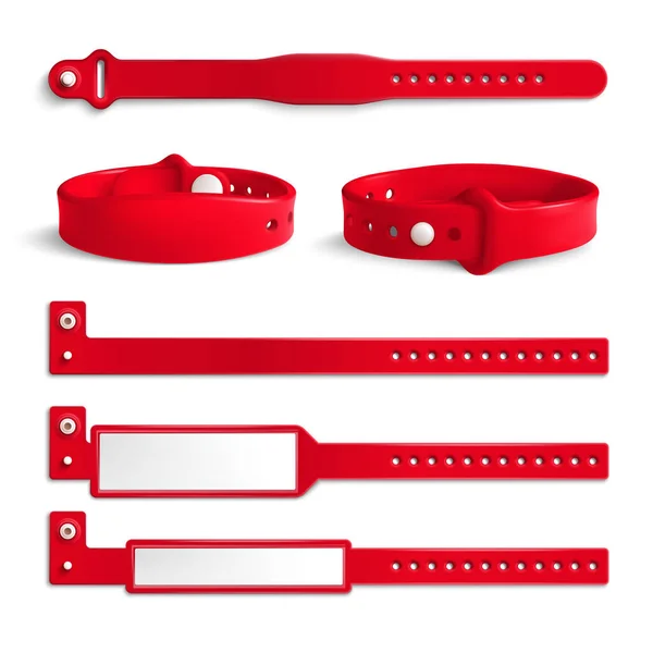 Realistic Plastic Bracelet Control Identification Pass Access Set Isolated Images — Vetor de Stock