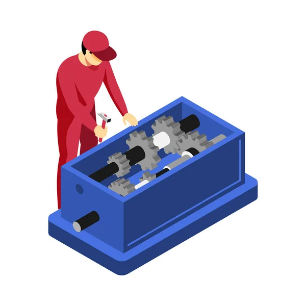 Mechanic Fixing Machinery Hammer Isometric Vector Illustration — Vetor de Stock