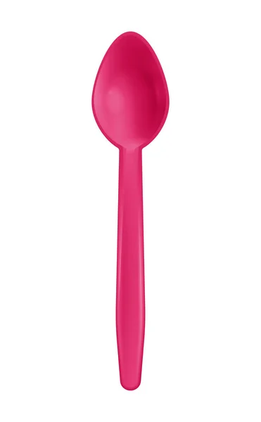 Disposable Color Plastic Spoon Top View Realistic Vector Illustration — Vetor de Stock