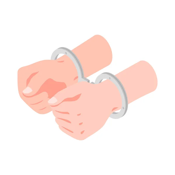 Isometric Human Hands Handcuffs Vector Illustration — Stock Vector