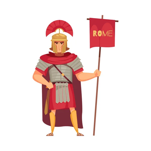 Ancient Armed Roman Warrior Flat Vector Illustration — 스톡 벡터