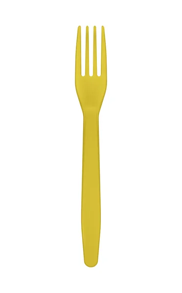 Disposable Yellow Plastic Fork Top View Realistic Vector Illustration — Image vectorielle