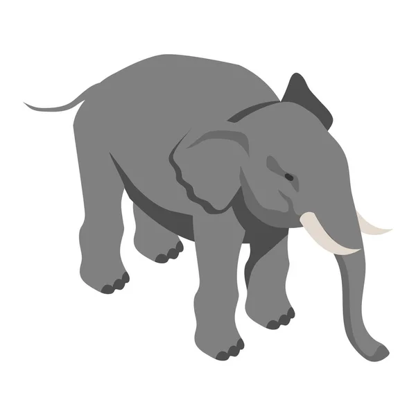 Grey Elephant White Background Isometric Vector Illustration — Vettoriale Stock