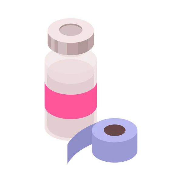 Pharmacy Isometric Icon Bottle Medication Roll Patch Vector Illustration — Stok Vektör