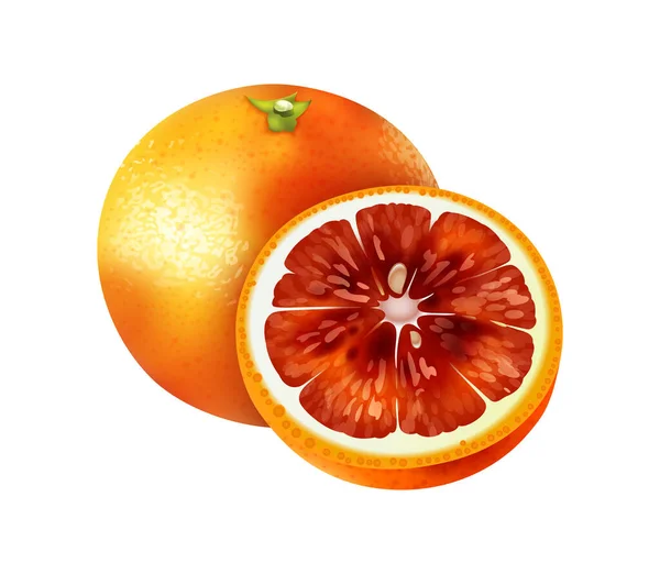 Realistic Whole Cut Red Orange White Background Vector Illustration — Vector de stock