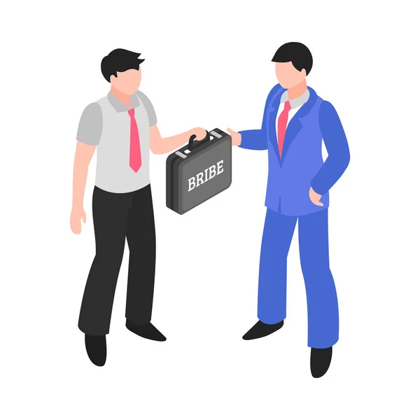 Corruption Isometric Icon Two People Giving Bribes Vector Illustration — Archivo Imágenes Vectoriales