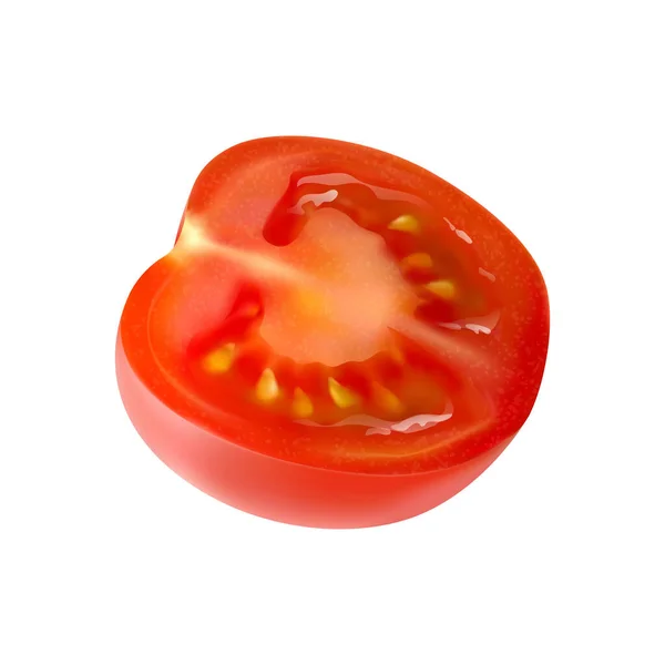 Realistic Fresh Tomato Half White Background Vector Illustration — Wektor stockowy