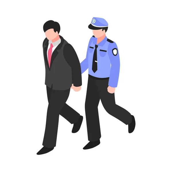 Corruption Isometric Icon Politician Businessman Being Arrested Vector Illustration — Archivo Imágenes Vectoriales