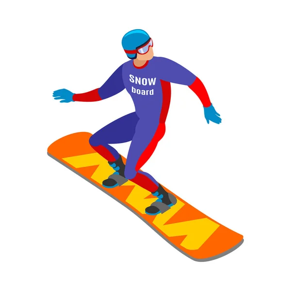 Winter sports isometric icon with snowboarding man 3d vector illustration