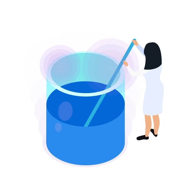 Water Purification Isometric Icon Scientist Working Laboratory Vector Illustration — Stock Vector