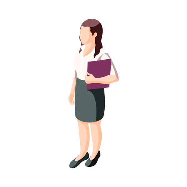 Female Office Worker Papers Isometric Vector Illustration — Wektor stockowy