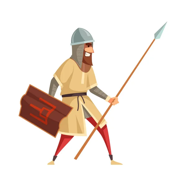Древний Славянский Воин Щитами Копьями — стоковый вектор