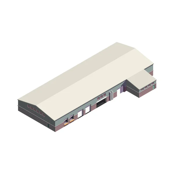 Isometric Industrial Warehouse Building Exterior White Background Vector Illustration — Wektor stockowy