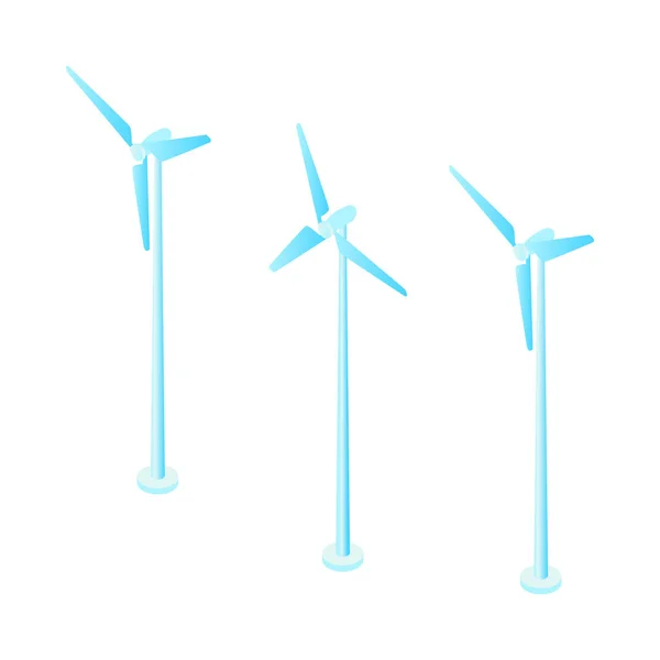 Wind Turbines Green Energy Concept Isometric Isolated Vector Illustration — Vector de stock