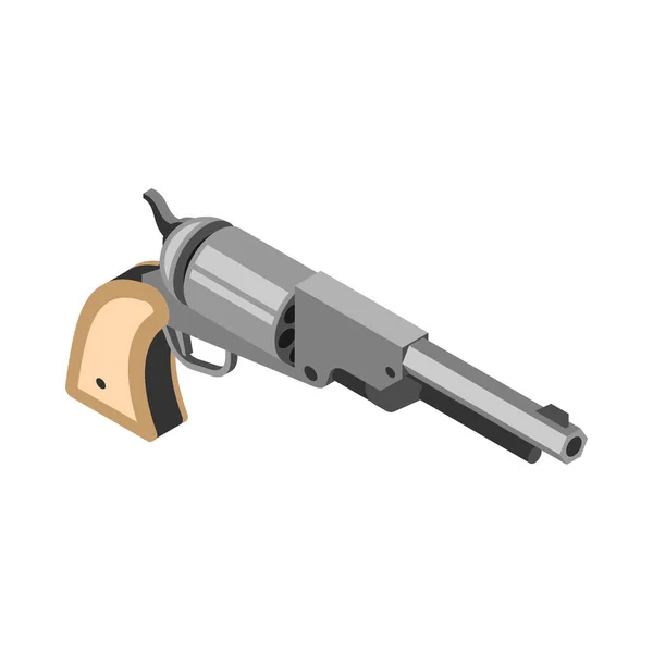 Isometric Revolver Icon White Background Vector Illustration — Vettoriale Stock