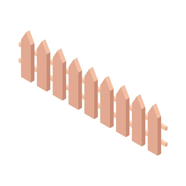 Isometric Countryside Wooden Fence Vector Illustration — 스톡 벡터